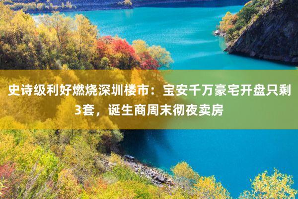 史诗级利好燃烧深圳楼市：宝安千万豪宅开盘只剩3套，诞生商周末彻夜卖房