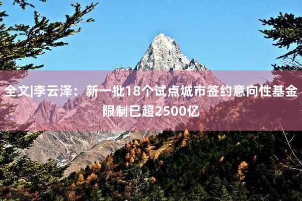 全文|李云泽：新一批18个试点城市签约意向性基金限制已超2500亿