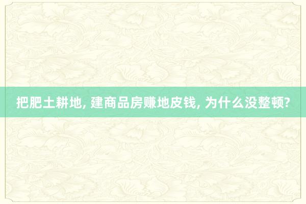 把肥土耕地, 建商品房赚地皮钱, 为什么没整顿?