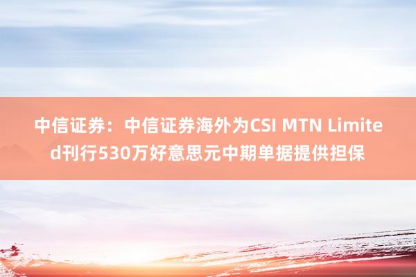 中信证券：中信证券海外为CSI MTN Limited刊行530万好意思元中期单据提供担保