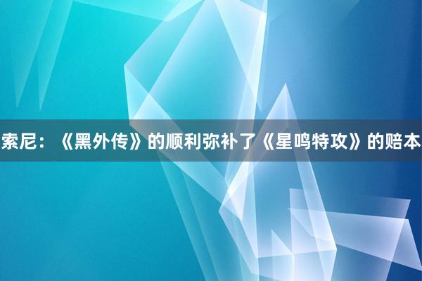 索尼：《黑外传》的顺利弥补了《星鸣特攻》的赔本